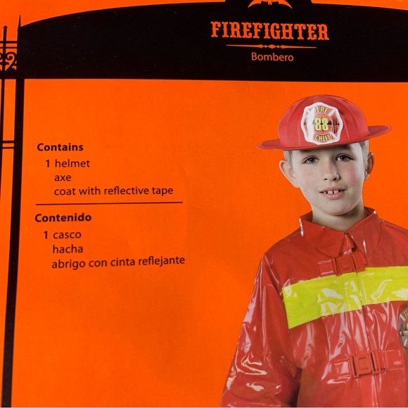 Firefighter‎ 3 piece Halloween costume, axe, firefighter helmet, coat, size 7/8 - Picture 6 of 8